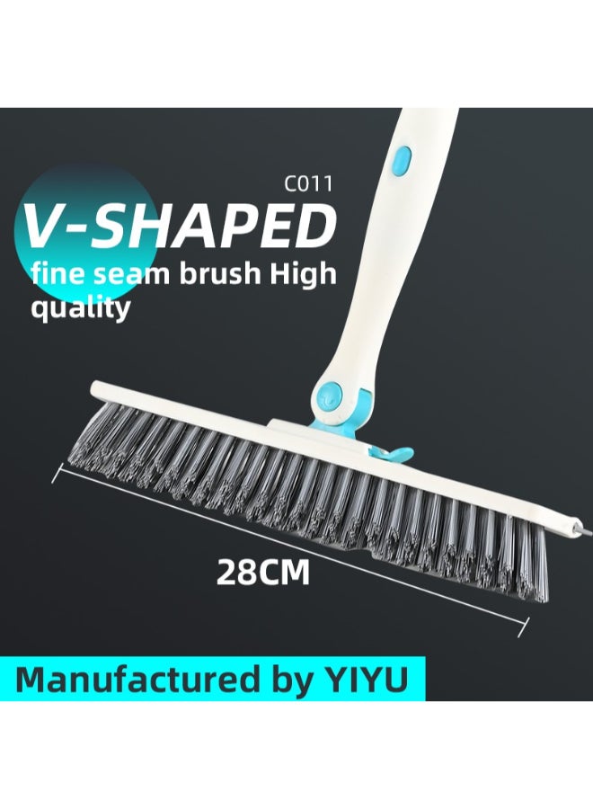 PAACHU Cleaning Brush with Long Handle,2 in 1 Floor Scrub Brush Stiff Bristle Brush Scrubber with Squeegee,Shower Scrubber Kit with Extendable Handle for Bathroom,Kitchen,Deck - Image 2